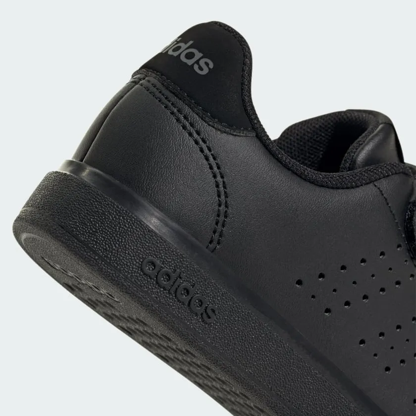 ADIDAS KID'S ADVANTAGE HOOK N' LOOP TRIPLE BLACK SNEAKER SHOES