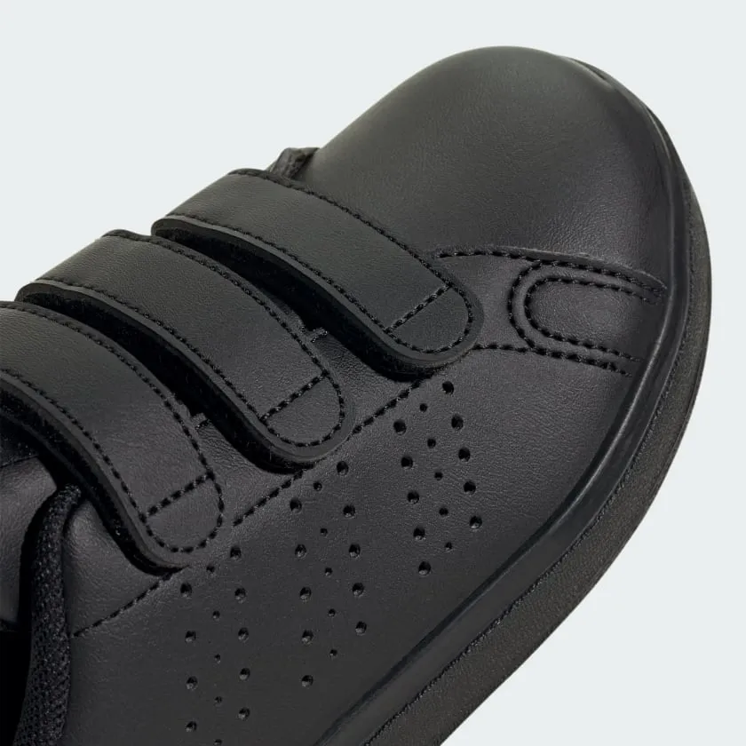 ADIDAS KID'S ADVANTAGE HOOK N' LOOP TRIPLE BLACK SNEAKER SHOES