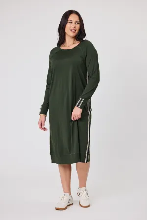 Alpine by Shine On Neve Stripe Detail Merino Dress Olive