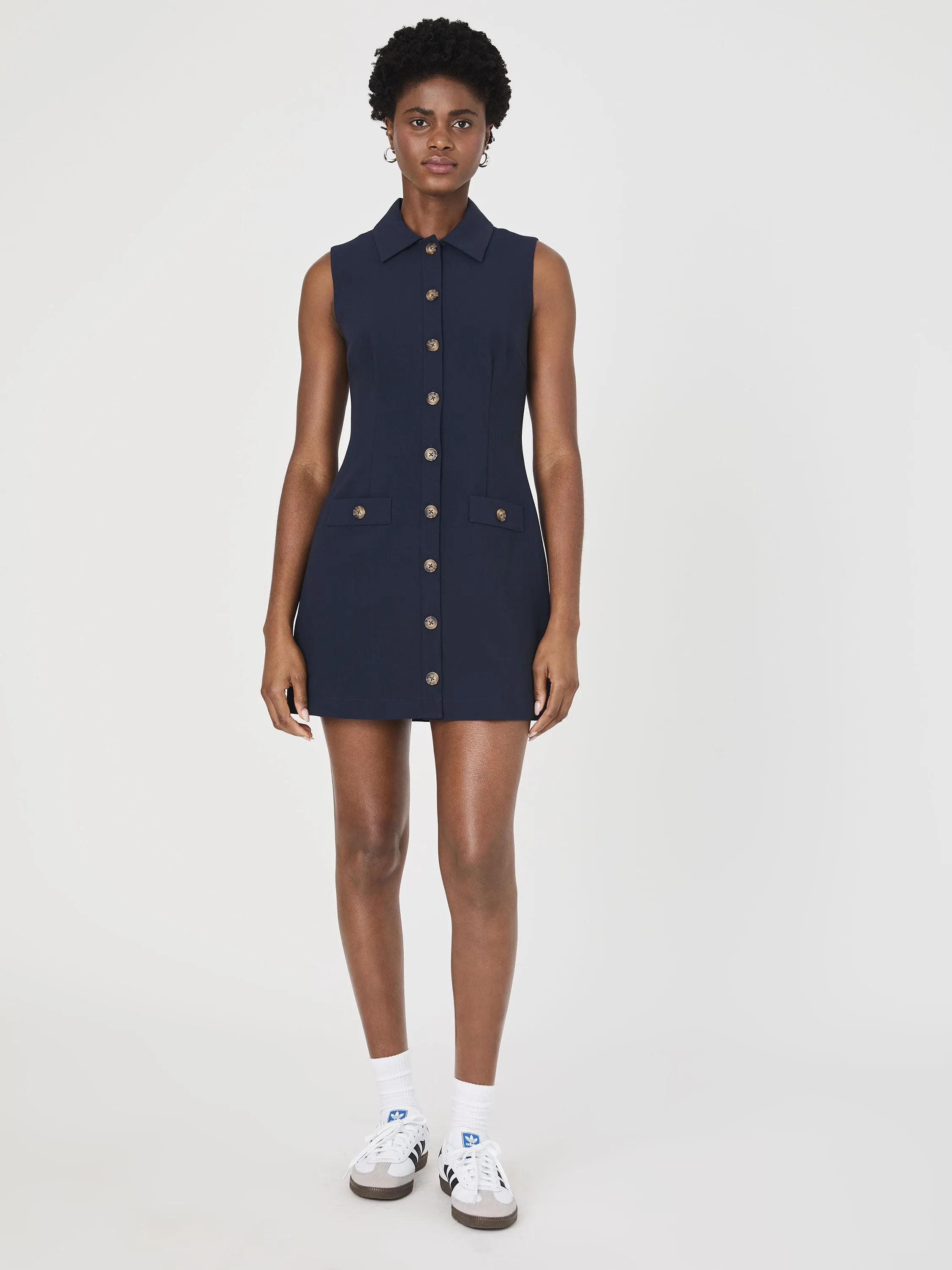 Azra Twill Sleeveless Button Down Dress
