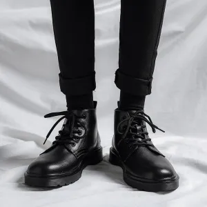 British style ankle boots winter plus velvet ankle boots leather boots