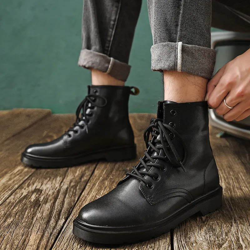 British style ankle boots winter plus velvet ankle boots leather boots