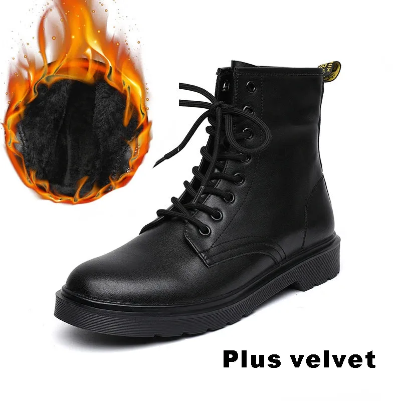 British style ankle boots winter plus velvet ankle boots leather boots
