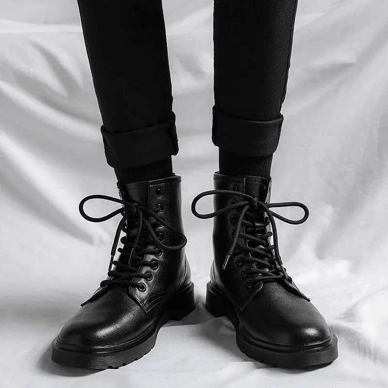 British style ankle boots winter plus velvet ankle boots leather boots