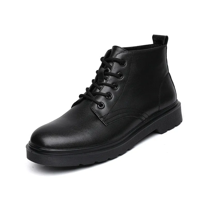 British style ankle boots winter plus velvet ankle boots leather boots