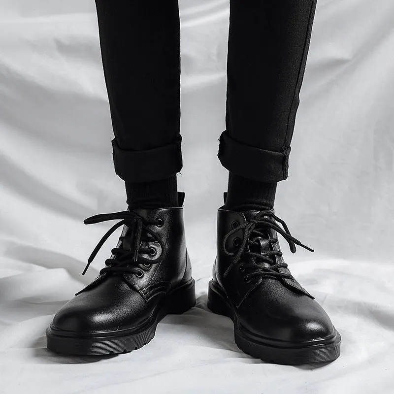 British style ankle boots winter plus velvet ankle boots leather boots