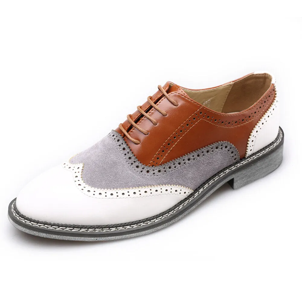 Brogue Color block Lace Up Business Casual Men Dress Shoes
