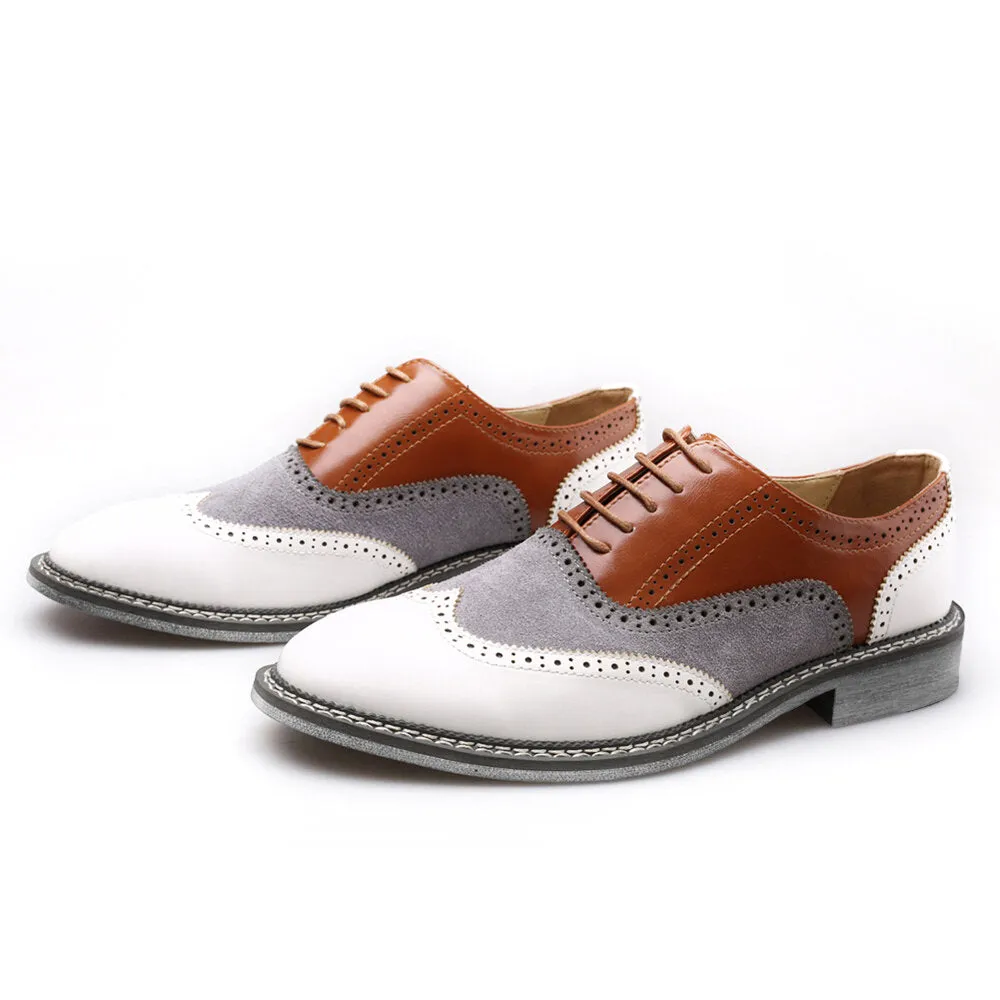 Brogue Color block Lace Up Business Casual Men Dress Shoes