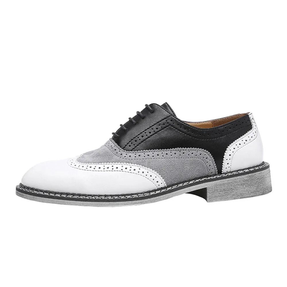 Brogue Color block Lace Up Business Casual Men Dress Shoes