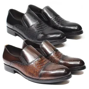 Classic Snake Print Genuine Leather Cap Toe Shoes