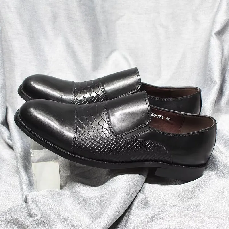 Classic Snake Print Genuine Leather Cap Toe Shoes
