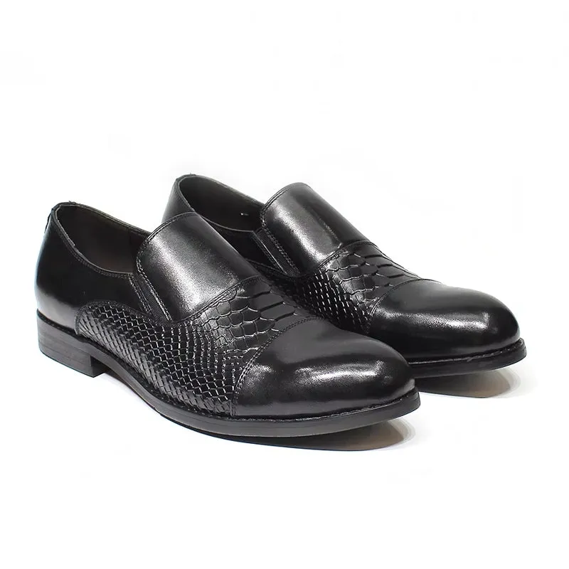 Classic Snake Print Genuine Leather Cap Toe Shoes