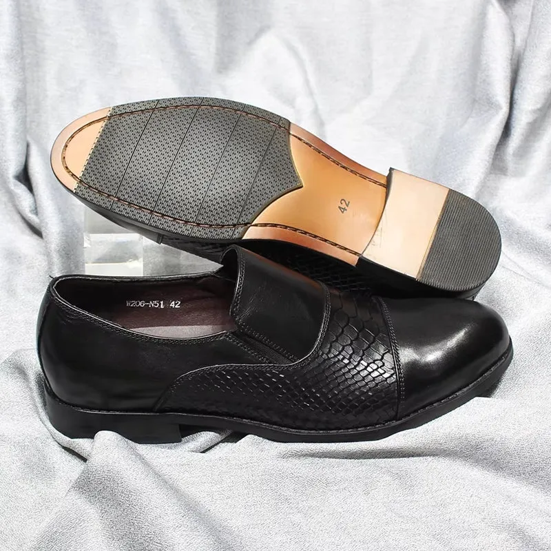Classic Snake Print Genuine Leather Cap Toe Shoes