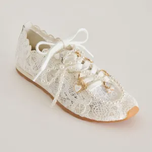 DAYANA SNEAKERS WHITE LACE   PEARL CHARM BUNDLE