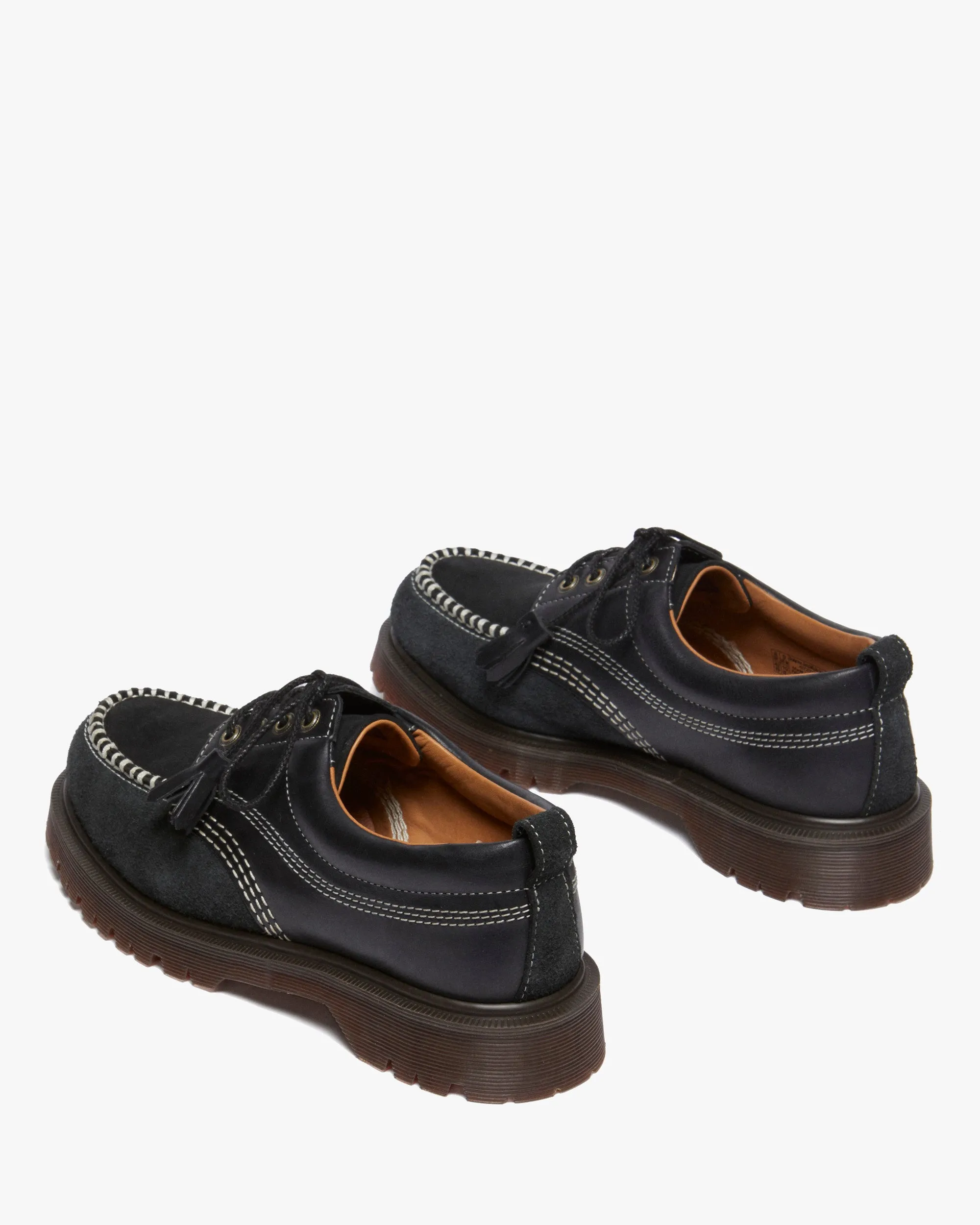 Dr Martens Archive Lowell 4-Eye Moc Toe Shoe - Black Kinsley Tumble / Buttersoft Nubuck / Hairy Suede