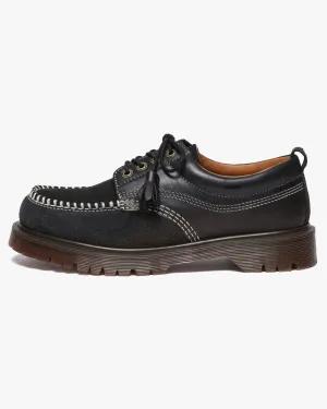 Dr Martens Archive Lowell 4-Eye Moc Toe Shoe - Black Kinsley Tumble / Buttersoft Nubuck / Hairy Suede