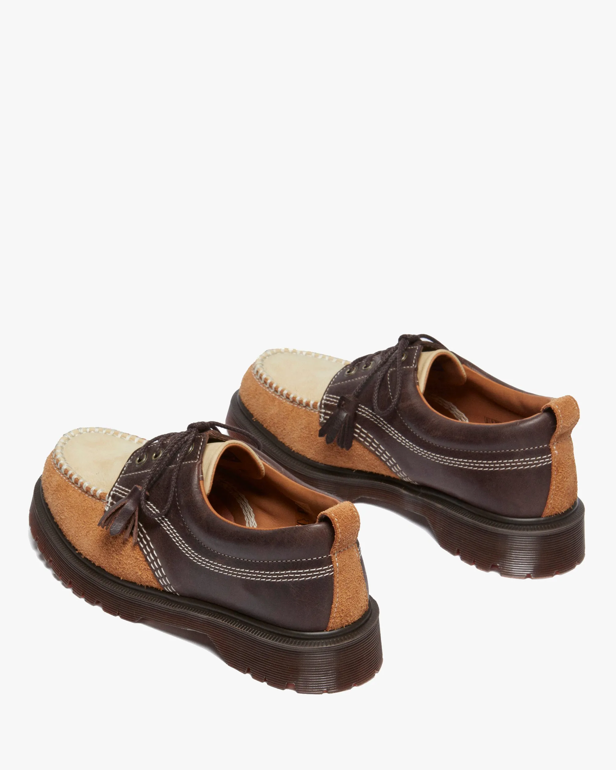 Dr Martens Archive Lowell 4-Eye Moc Toe Shoe - Dark Brown Kinsley Tumble / Buttersoft Nubuck / Hairy Suede