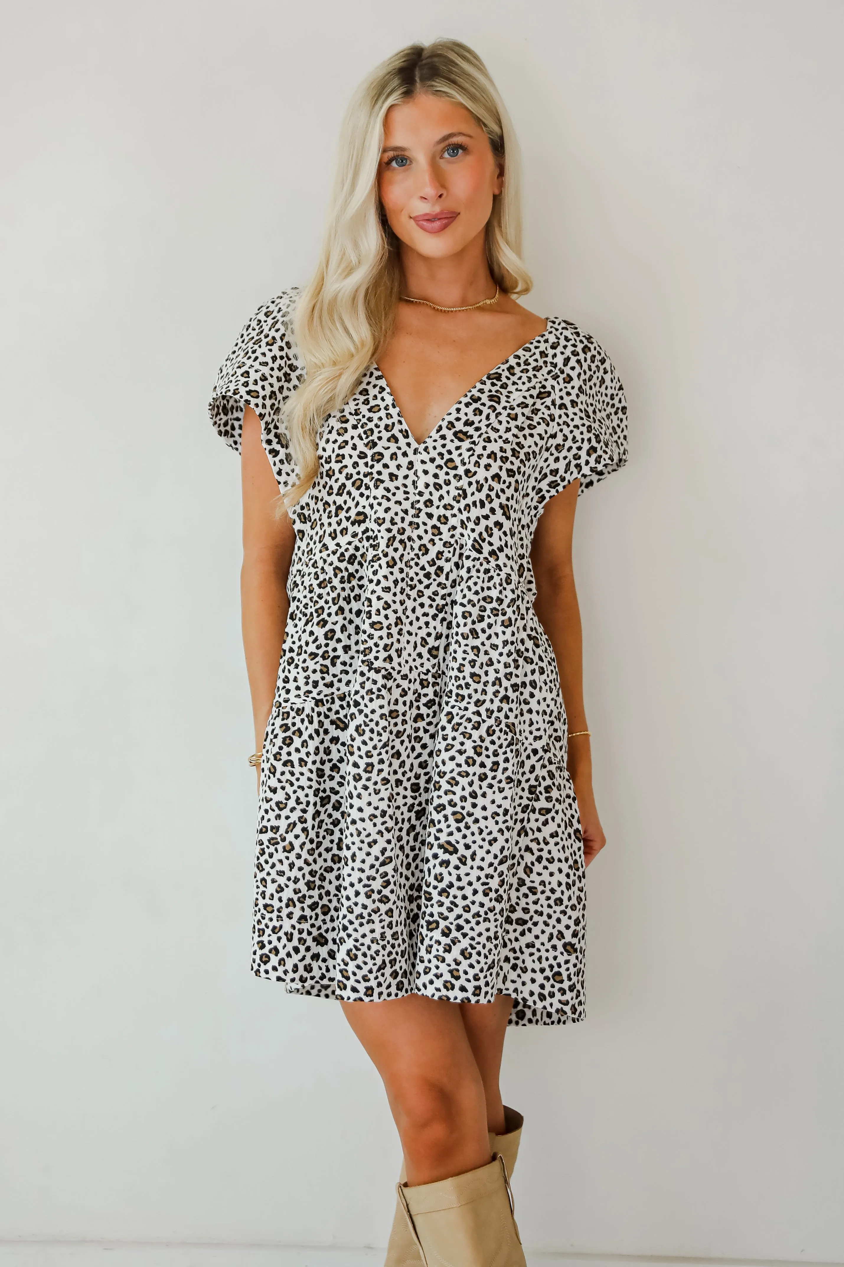 Fierce Look Leopard Tiered Mini Dress