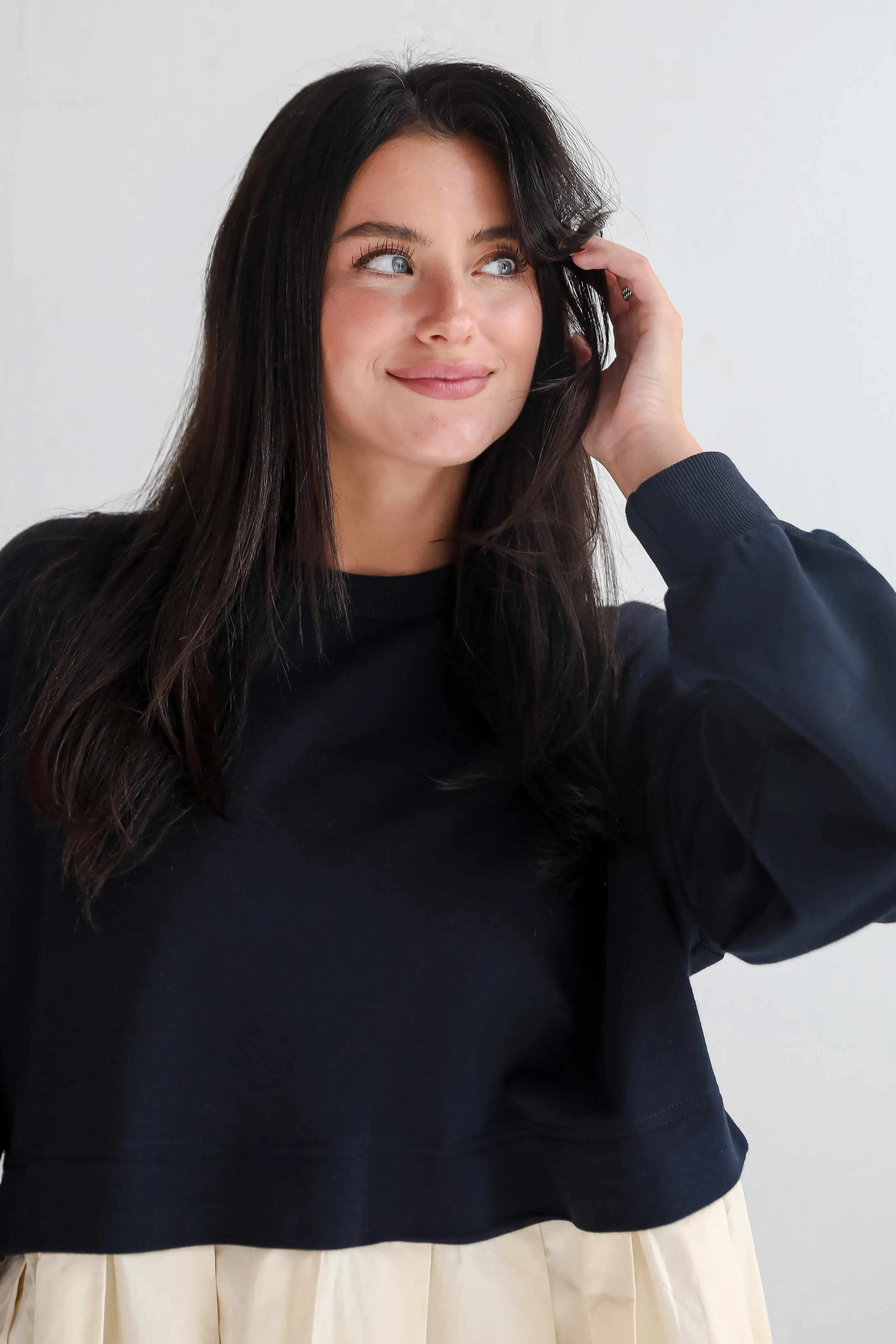 FINAL SALE - Convincing Charisma Navy Sweatshirt Dress