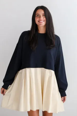 FINAL SALE - Convincing Charisma Navy Sweatshirt Dress