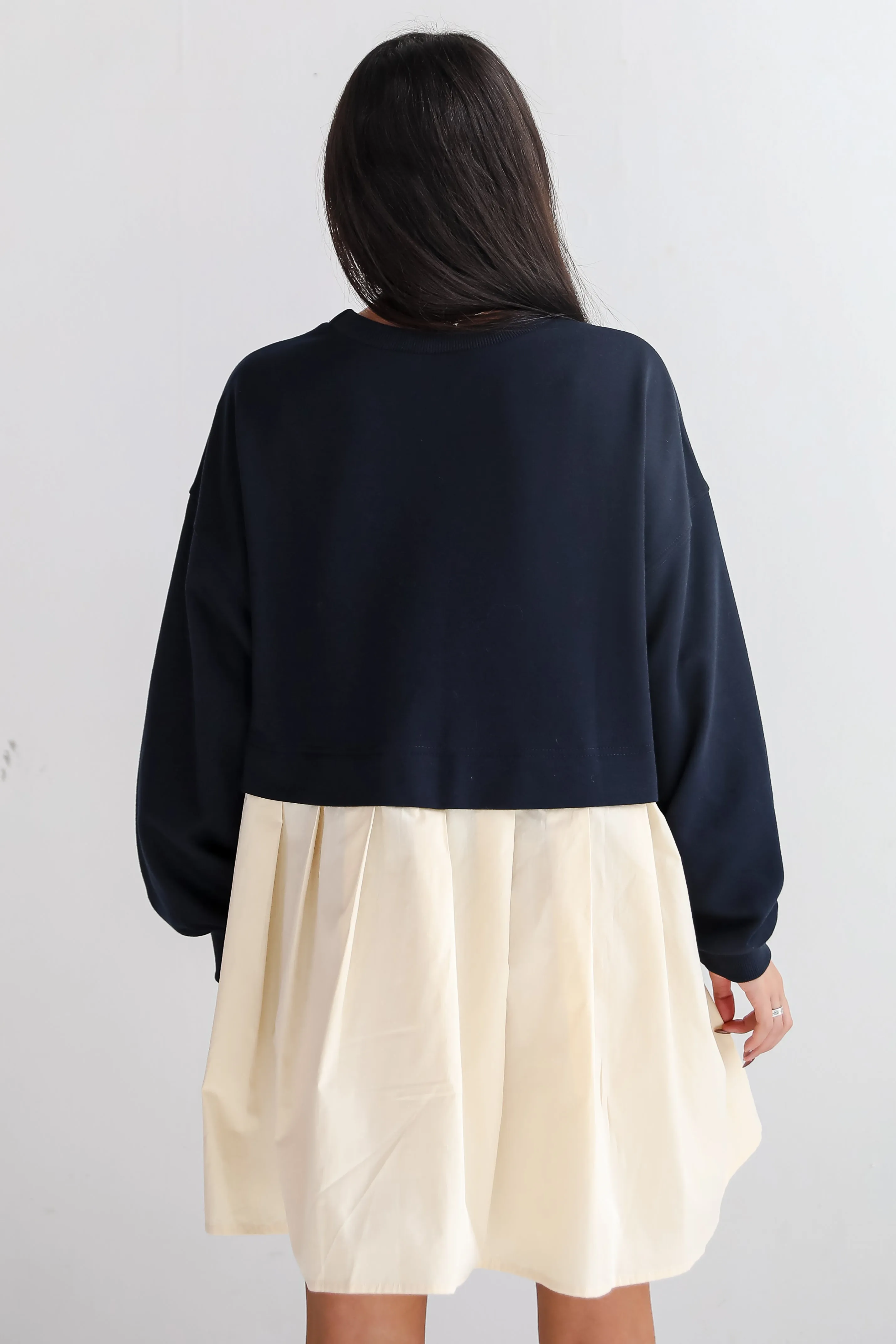 FINAL SALE - Convincing Charisma Navy Sweatshirt Dress