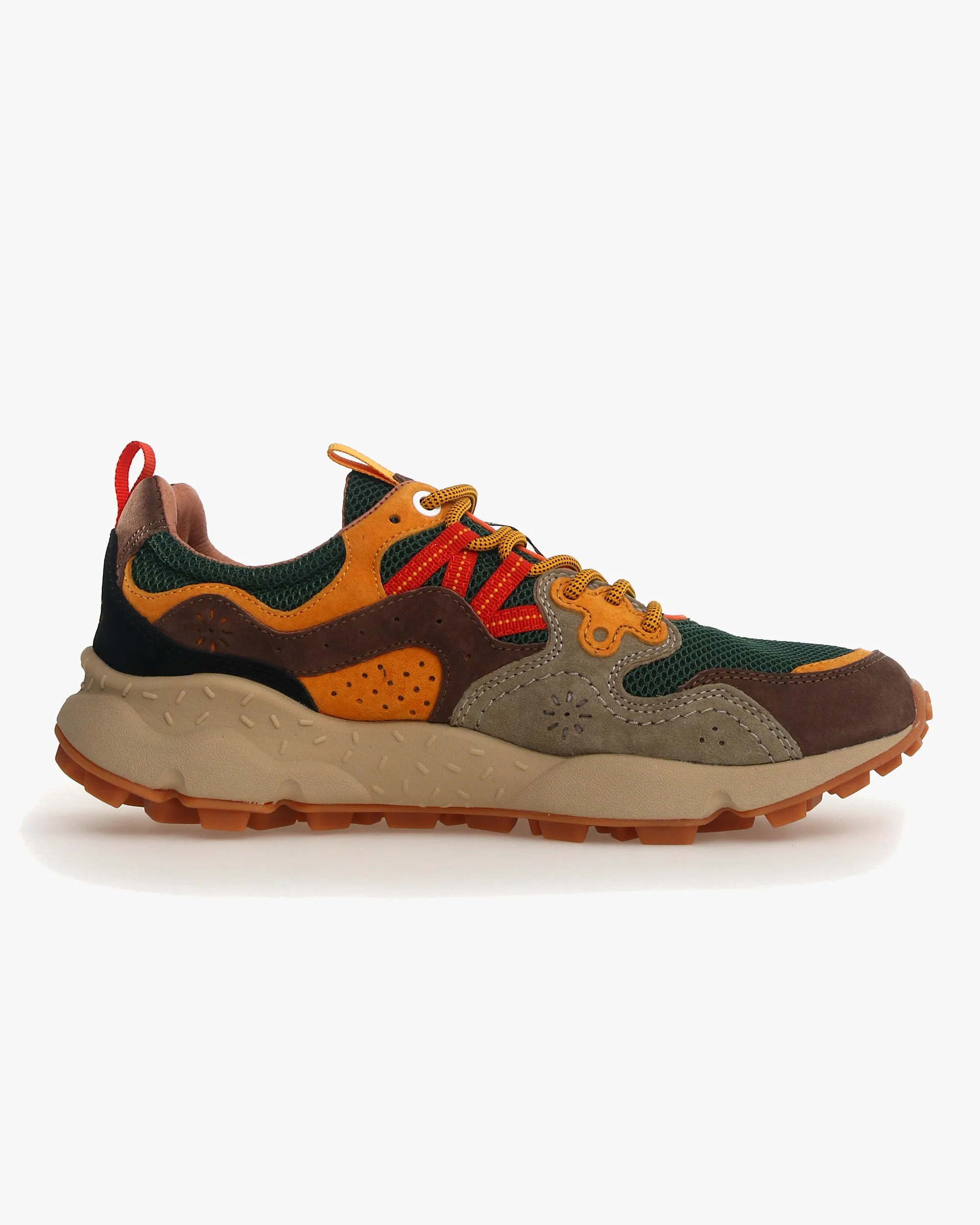 Flower Mountain Yamano 3 Suede & Nylon Mesh - Taupe / Green / Ocra