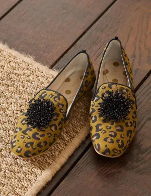 Gabriella Embellished Loafers-Metallic Jacquard Leopard