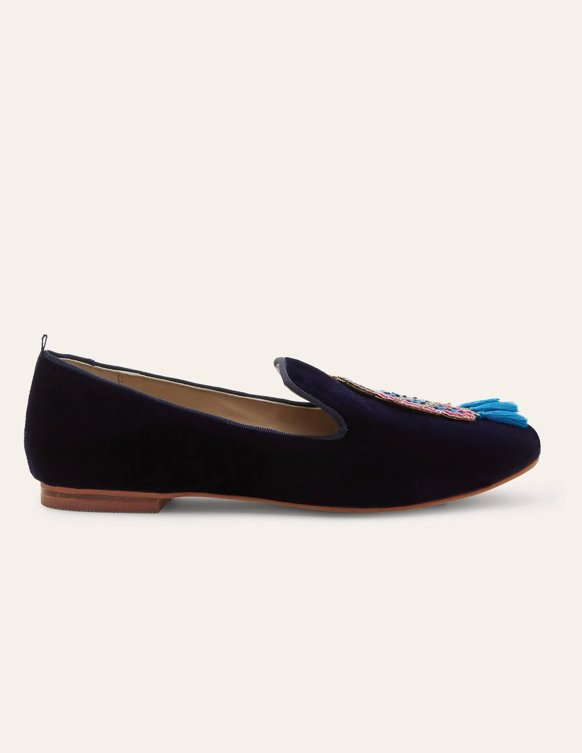 Gabriella Embellished Loafers-Navy Velvet/Bird