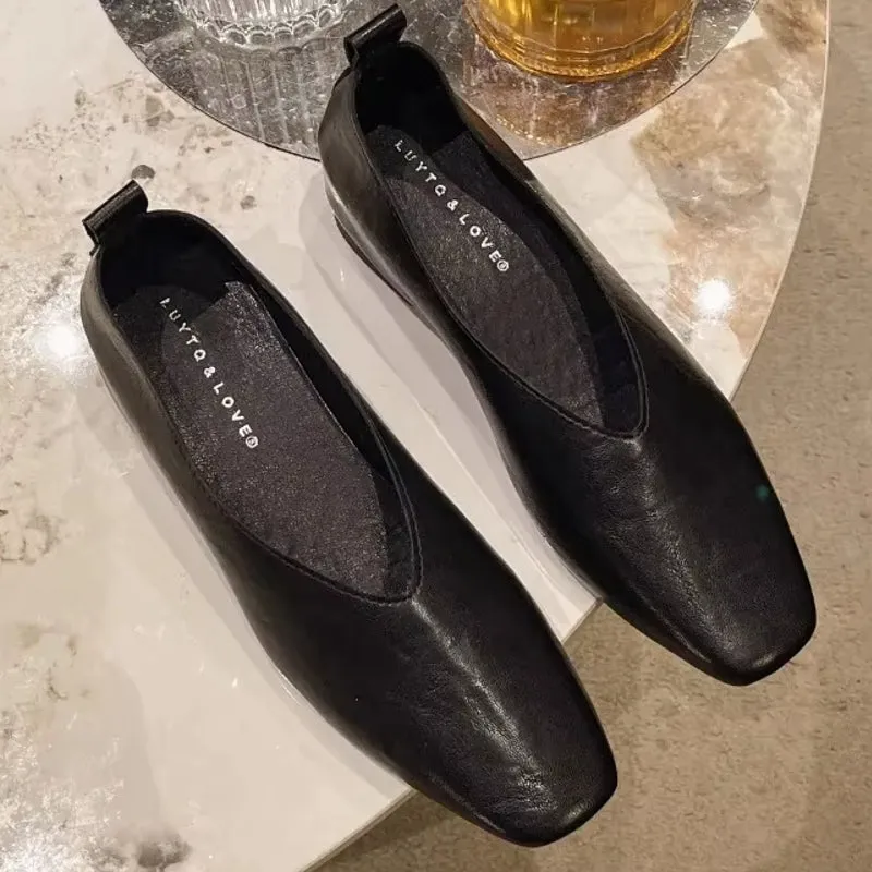 Grade Silver Loafers Casual Gold Pumps Square Toe