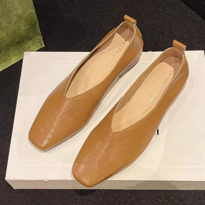 Grade Silver Loafers Casual Gold Pumps Square Toe