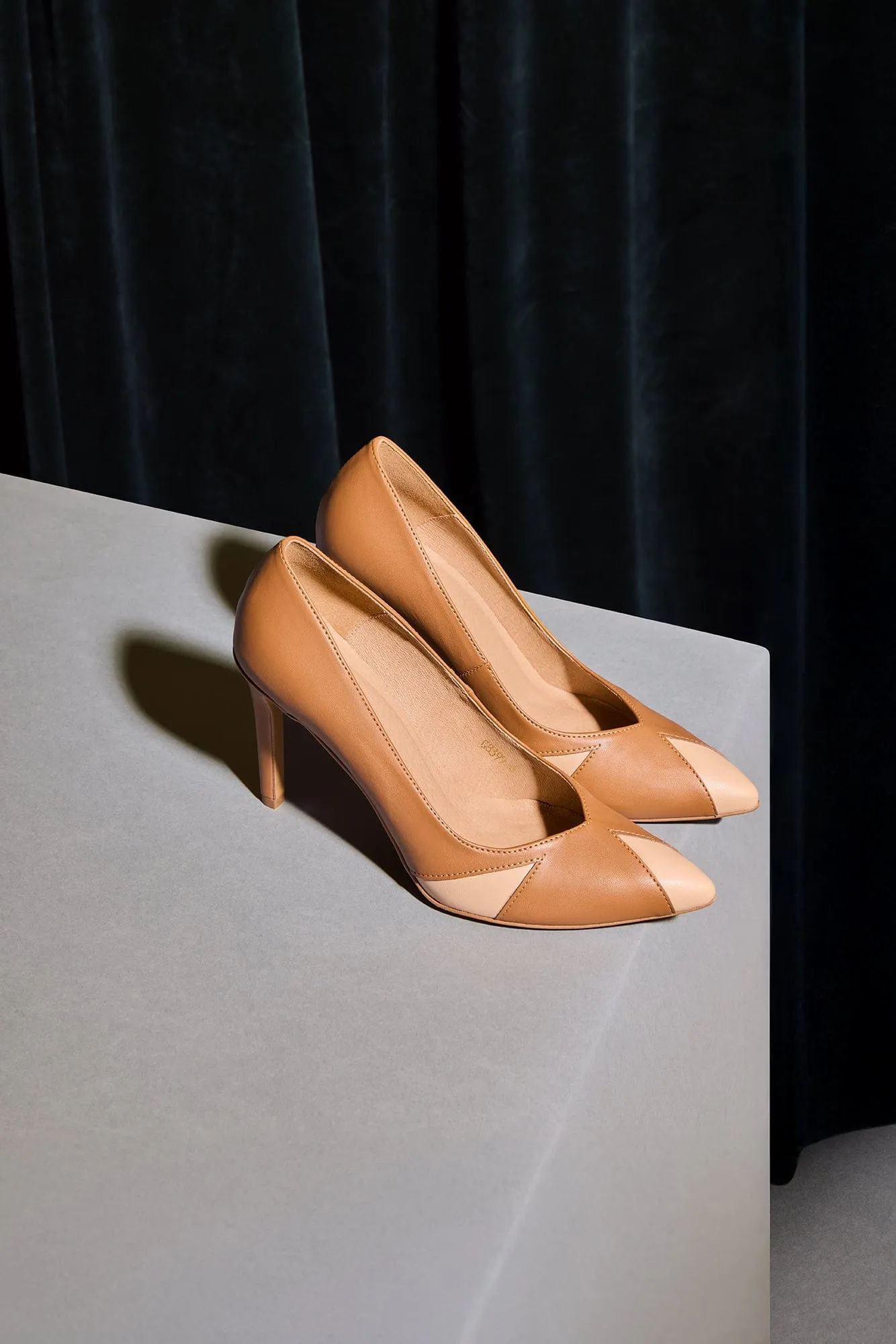 Ivo Vegan Mushroom Leather Heels | Caramel & Almond