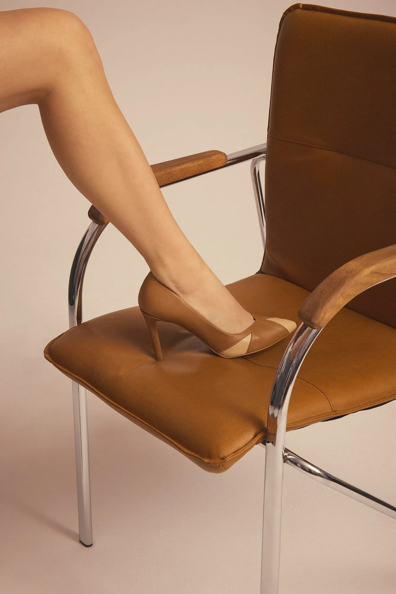 Ivo Vegan Mushroom Leather Heels | Caramel & Almond