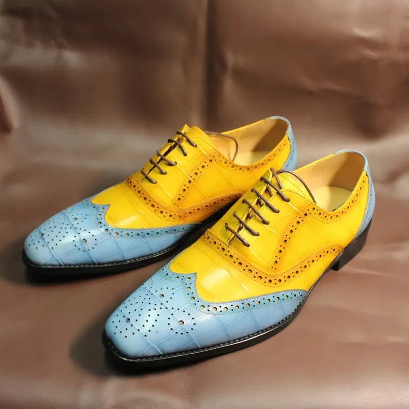 Luxury Leather Crocodile Pattern Oxford Shoes