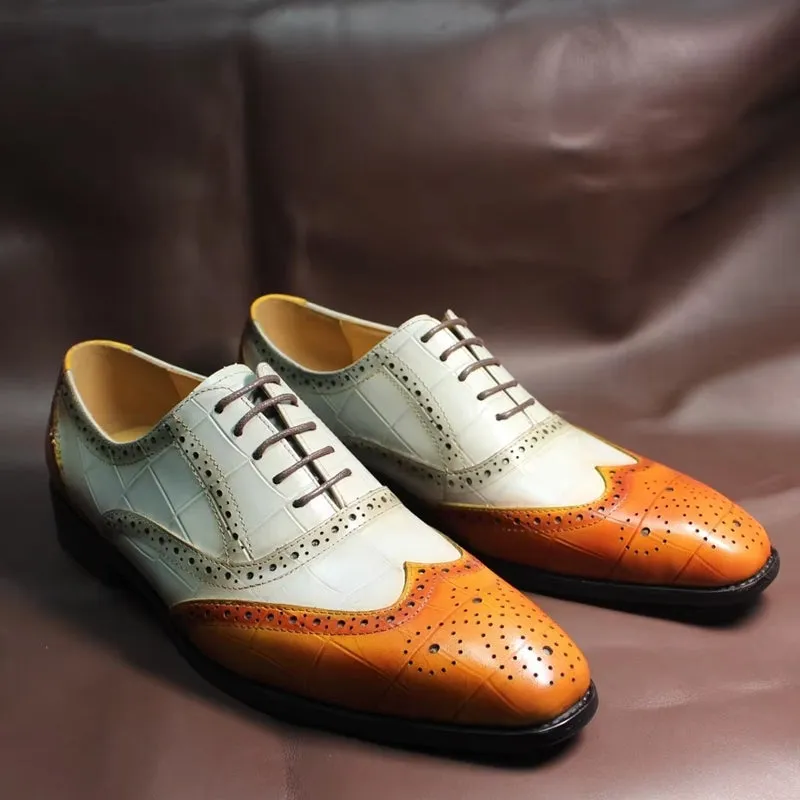 Luxury Leather Crocodile Pattern Oxford Shoes