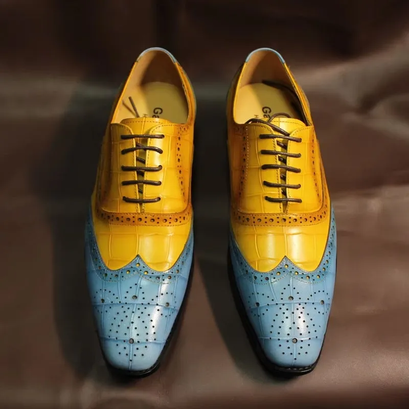 Luxury Leather Crocodile Pattern Oxford Shoes
