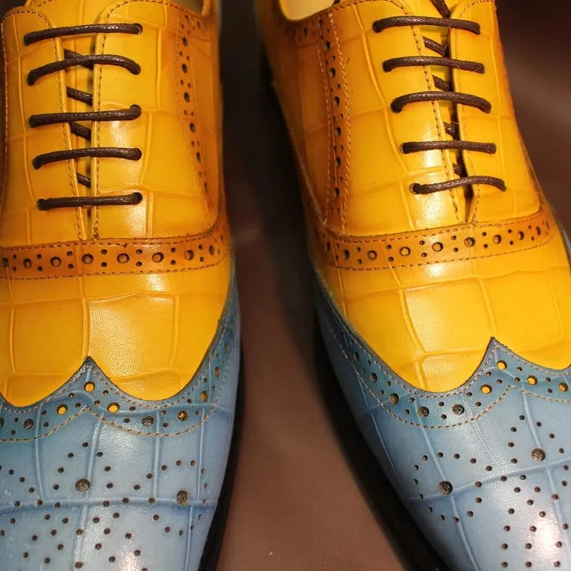 Luxury Leather Crocodile Pattern Oxford Shoes