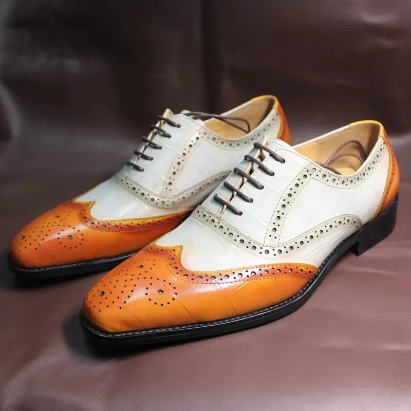 Luxury Leather Crocodile Pattern Oxford Shoes