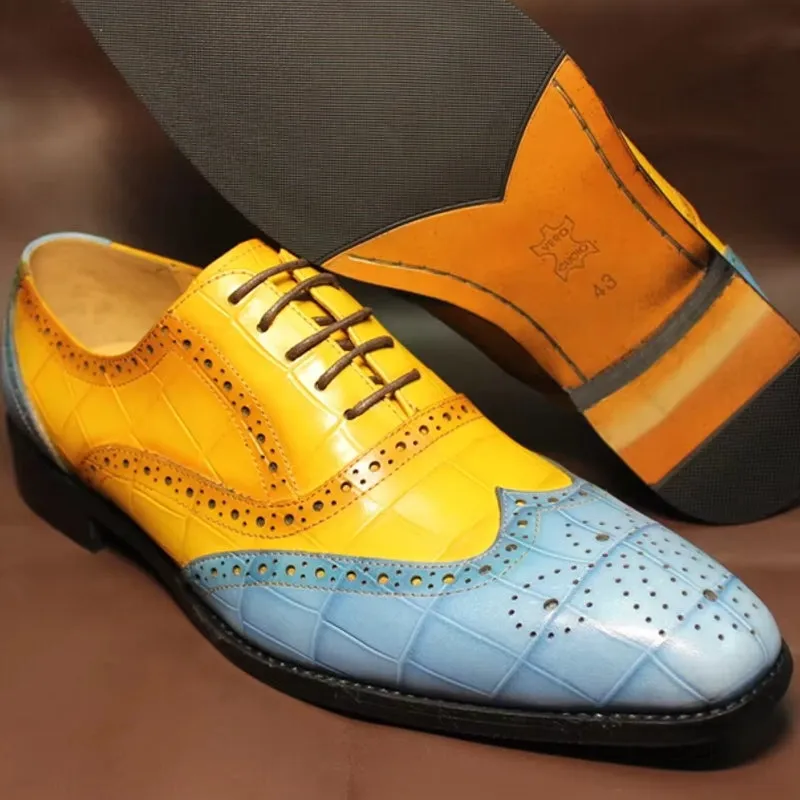 Luxury Leather Crocodile Pattern Oxford Shoes