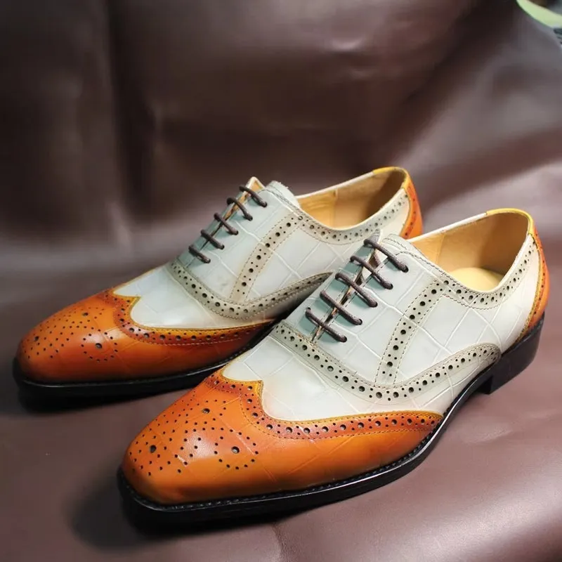 Luxury Leather Crocodile Pattern Oxford Shoes