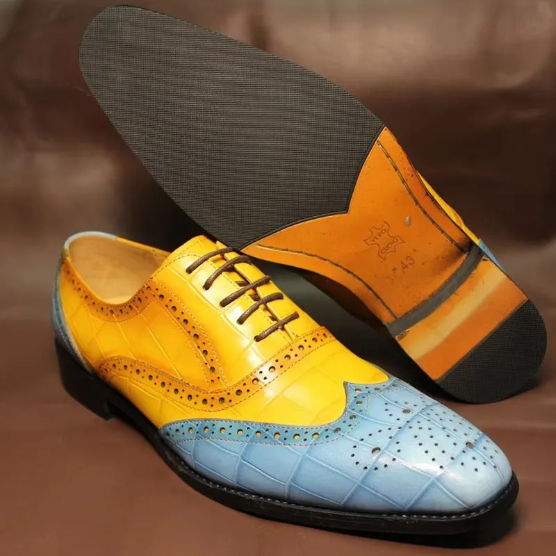 Luxury Leather Crocodile Pattern Oxford Shoes