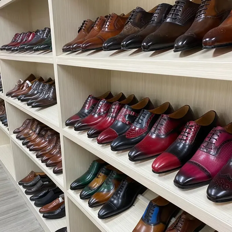 Luxury Leather Crocodile Pattern Oxford Shoes
