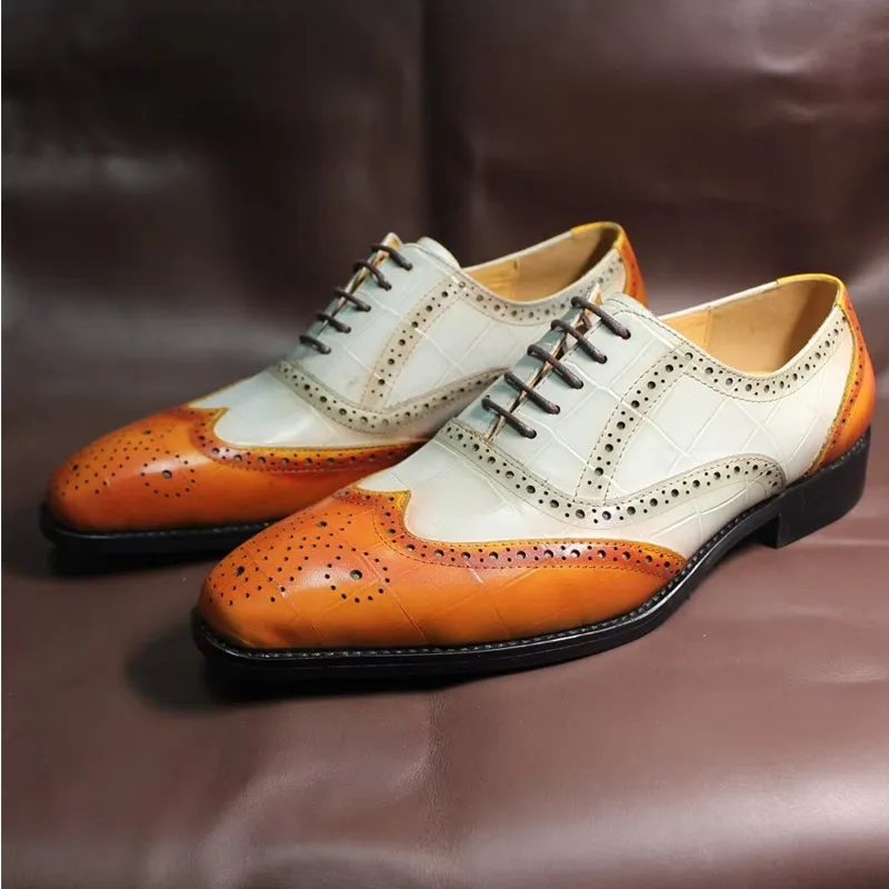 Luxury Leather Crocodile Pattern Oxford Shoes