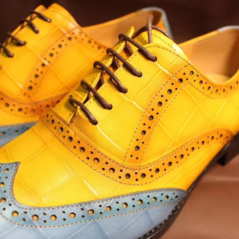 Luxury Leather Crocodile Pattern Oxford Shoes
