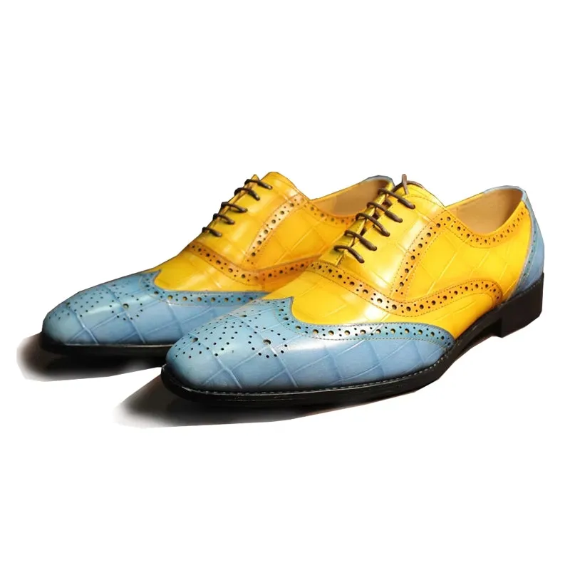 Luxury Leather Crocodile Pattern Oxford Shoes