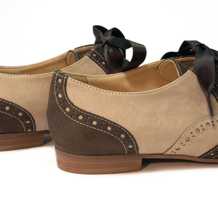Mademoiselle Women's Vegan Suede Brogues | Sand