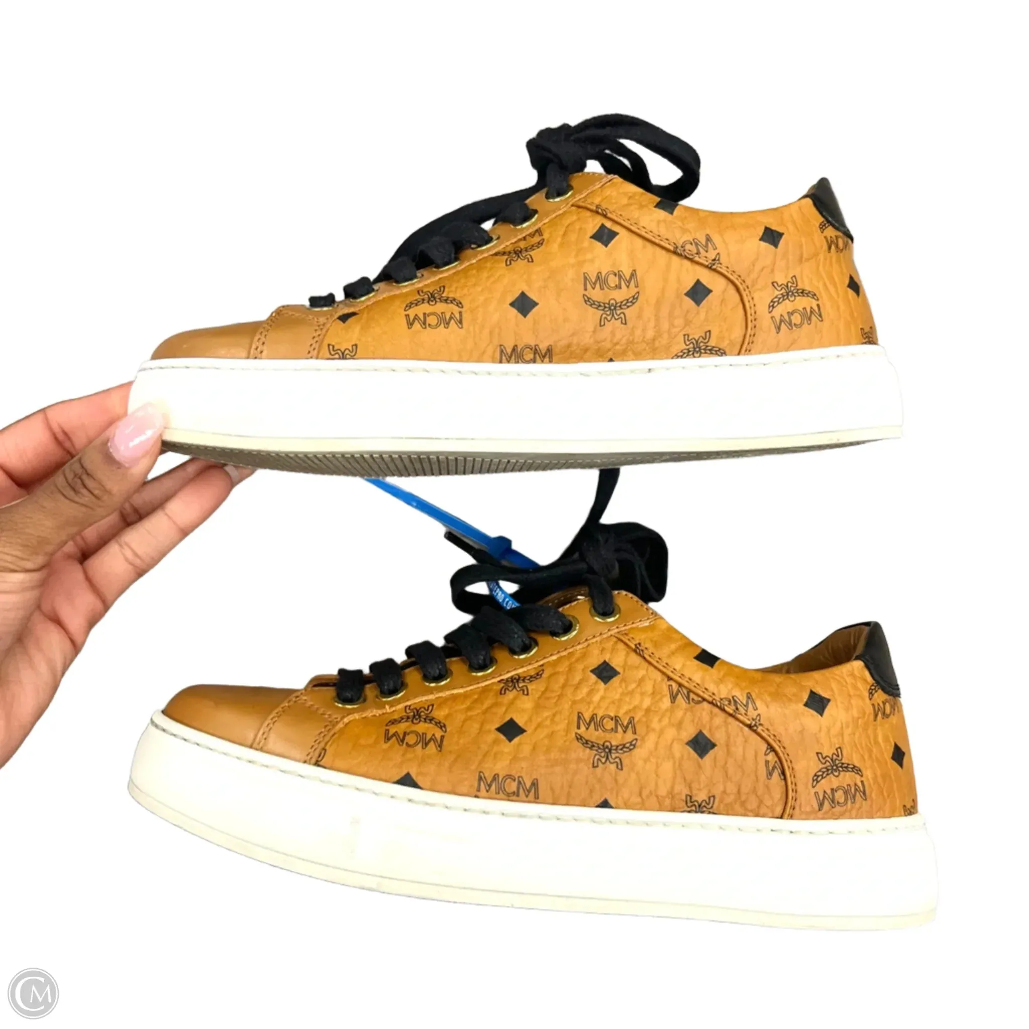 Shoes Luxury Designer By Mcm In Brown, Size: 5.5