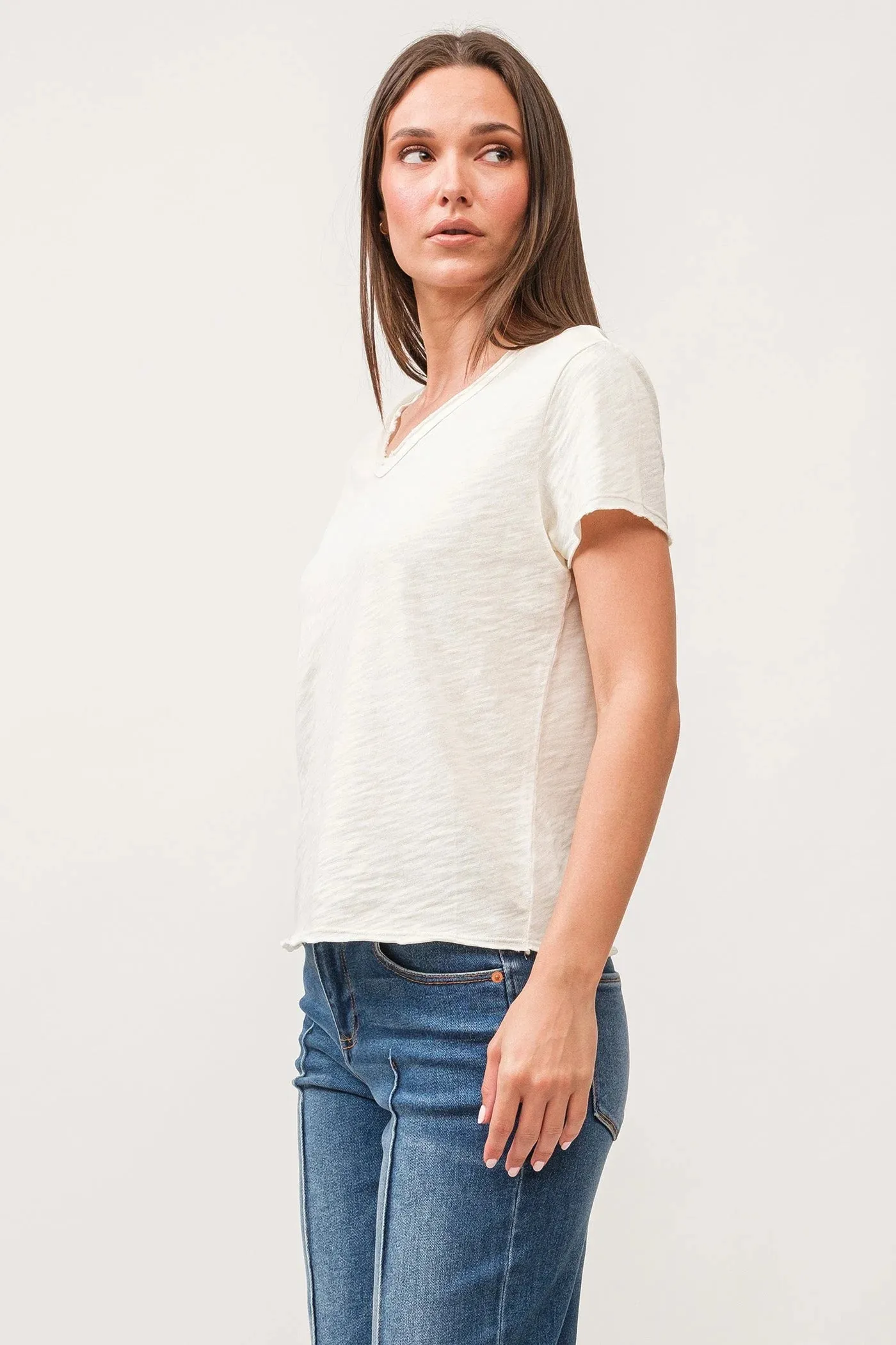 Vanya Short Sleeve Slub Tee - Antique White
