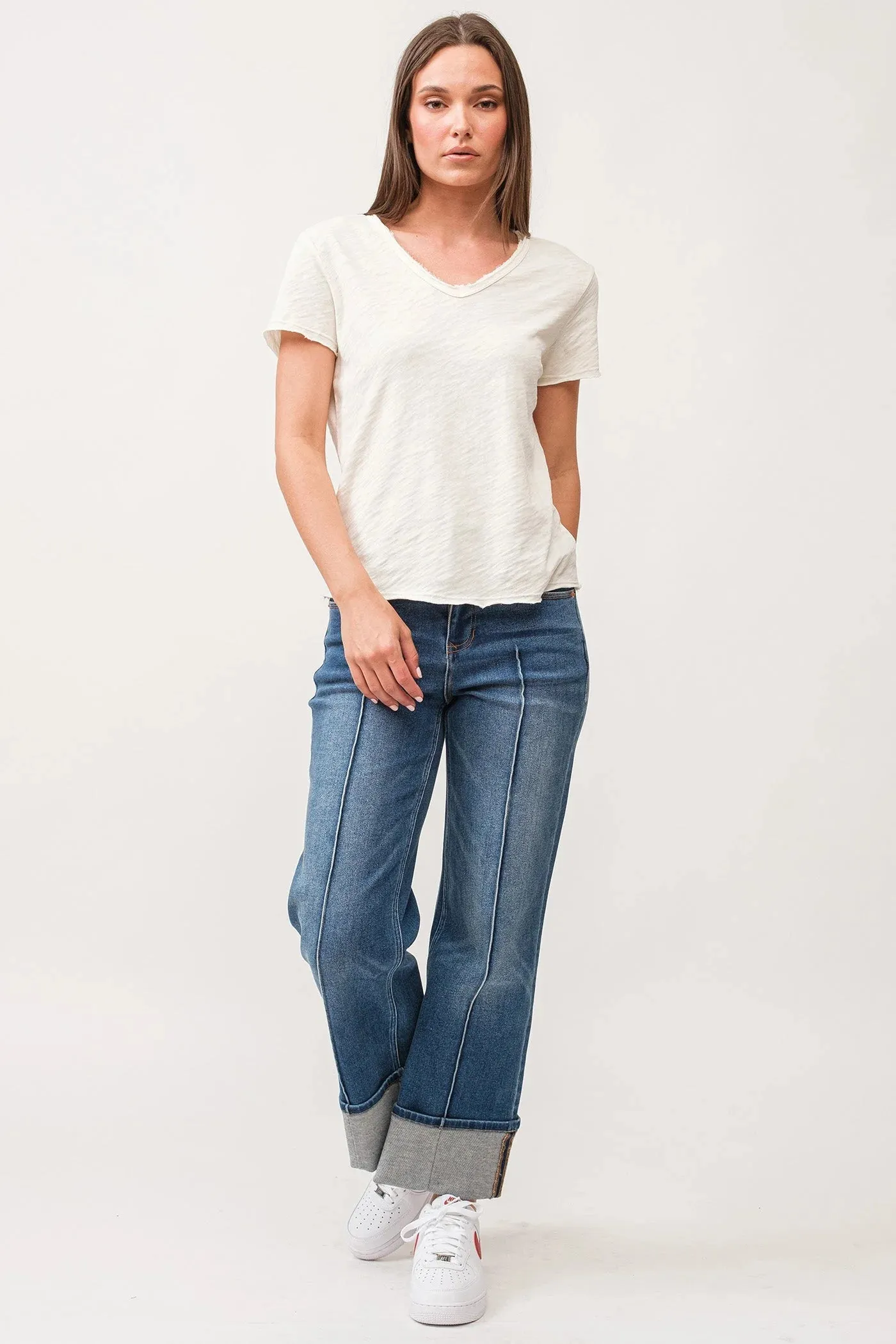 Vanya Short Sleeve Slub Tee - Antique White