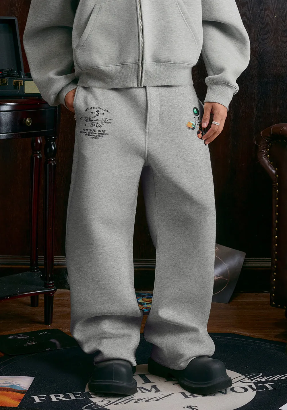 Vintage Machete Air Layer Badge Printed Relaxed Pants