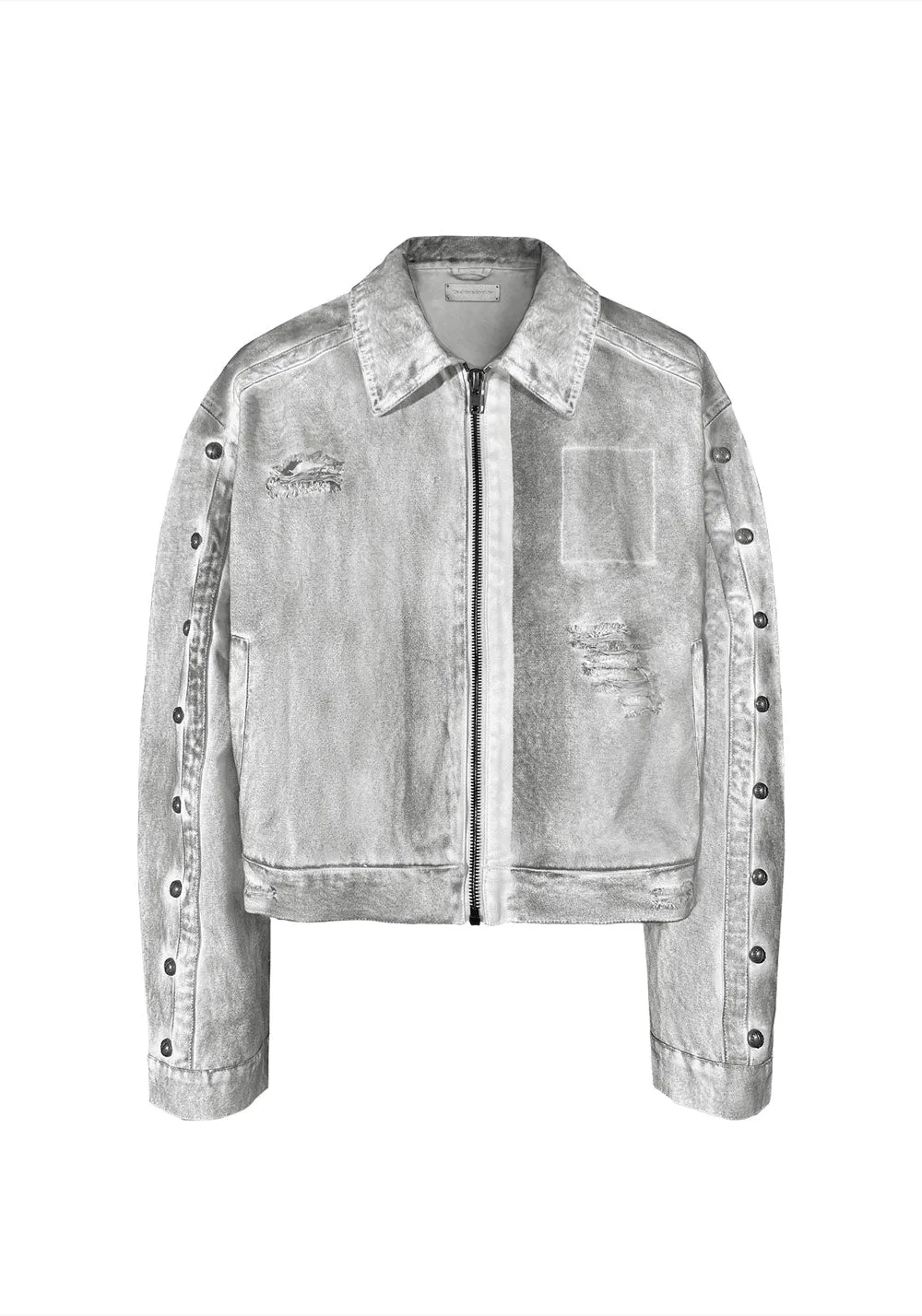 Vintage work jacket with a white lime plaster wash